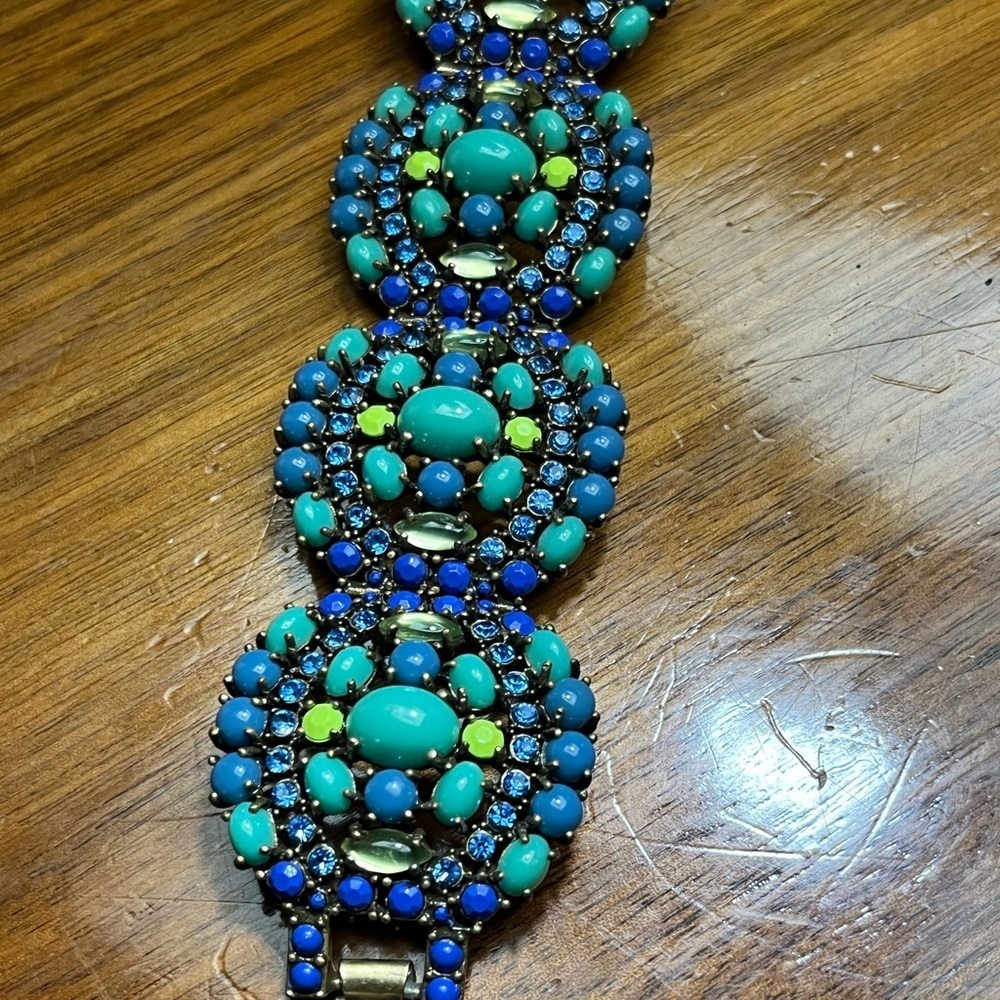 Stella & Dot Vibrant Blue and Green rhinestone Sardinia Bracelet